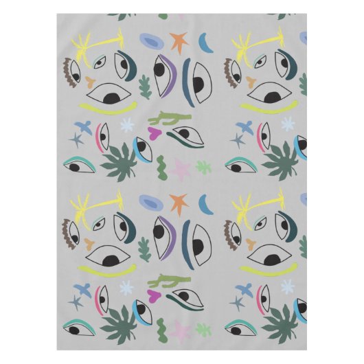 Eyes Stars Plants Modern Minimal Art  Tafelkleed (Voorkant)