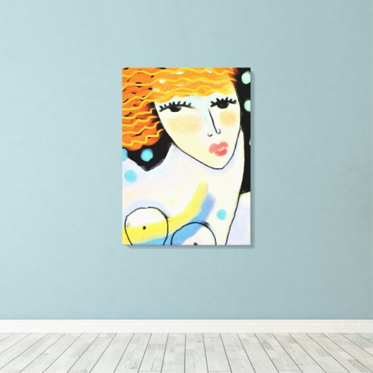 Eyes Wide Open Abstract Digitaal Portret van Vrouw Canvas Afdruk (Insitu (Houten vloer))