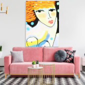 Eyes Wide Open Abstract Digitaal Portret van Vrouw Canvas Afdruk (Insitu (Woonkamer))