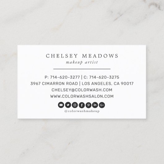 Eyeshadow Pallet Makeup Visitekaartje (Achterkant)