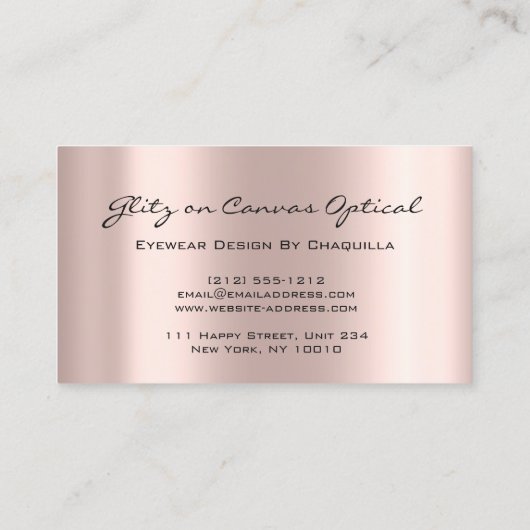 Eyewear Optometrist Eyeglassen Roos Lashe Visitekaartje (Achterkant)