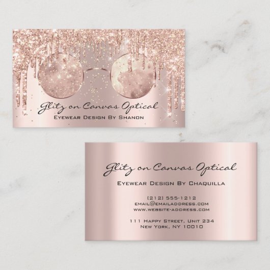 Eyewear Optometrist Eyeglasses Roos Gold Visitekaartje (Voorkant / Achterkant)