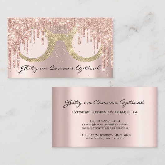 Eyewear Optometrist Eyeglasses Roos Gold Visitekaartje (Voorkant / Achterkant)