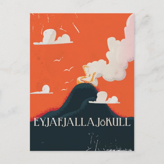 Eyjafjallajökull Volcano Travel Poster Briefkaart (Voorkant)