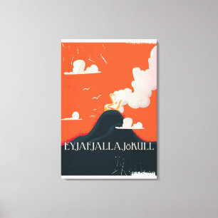 Eyjafjallajökull Volcano Travel Poster Canvas Afdruk
