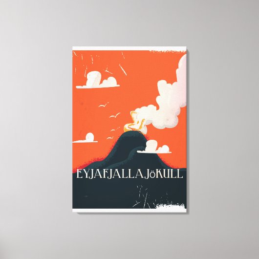 Eyjafjallajökull Volcano Travel Poster Canvas Afdruk (Voorkant)