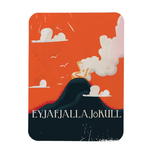 Eyjafjallajökull Volcano Travel Poster Magneet (Verticaal)