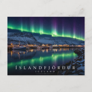 Eyjafjörður fjord IJsland Noorderlicht Briefkaart
