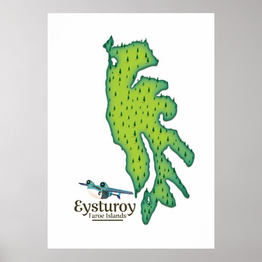 Eysturoy Faeröer Reiskaart Poster (Voorkant)