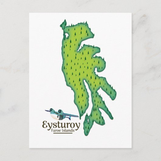 Eysturoy Faeröer reizen kaart (Voorkant)