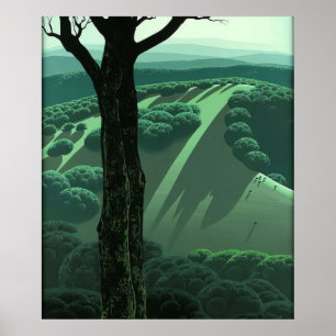 Eyvind Earle -  Groene Heuvel - 1970; Verenigde St Poster