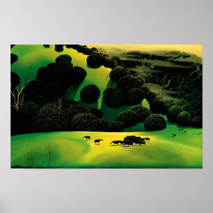 Eyvind Earle - Kudde paarden - Magisch realisme Poster