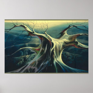 Eyvind Earle - Maanverlichte Boomstam - Magisch R Poster