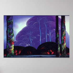 Eyvind Earle - Paarse Zonsondergang - 1996; Veren Poster