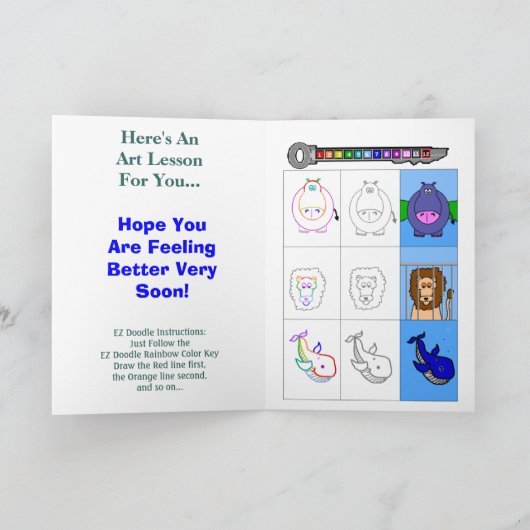 Ez Doodle-Get Well Kaart-Drawing Lesson Kaart (Binnen)