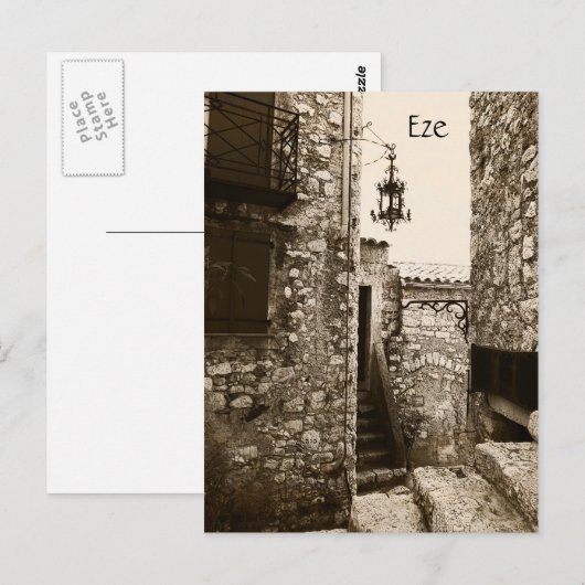 Eze, Provence, een rustig briefkaart op straat (Voorkant / Achterkant)