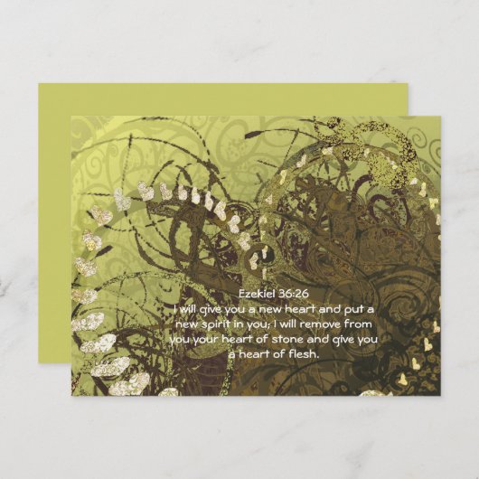 Ezechiël 36:26 zal u een nieuw hart geven en een briefkaart (Voorkant / Achterkant)