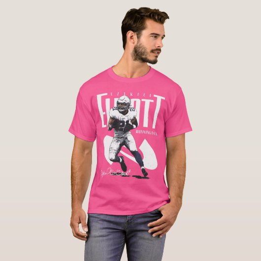 Ezekiel Elliott Dallas Naam Positie T-shirt (Voorkant volledig)