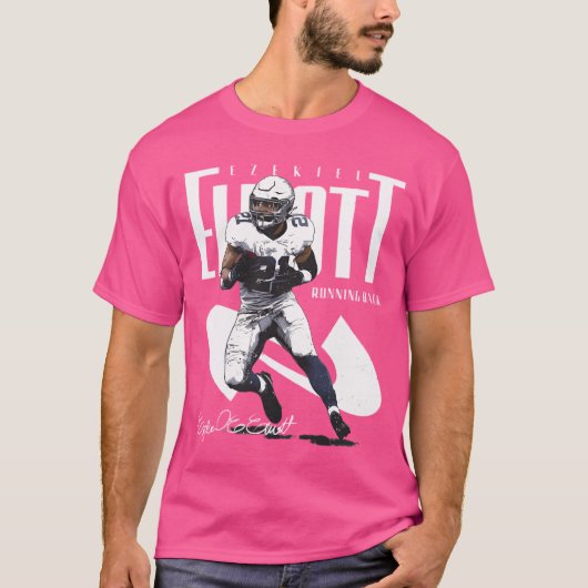 Ezekiel Elliott Dallas Naam Positie T-shirt (Voorkant)