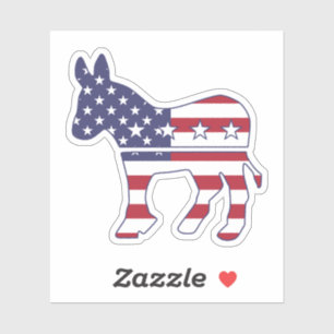 Ezel Amerikaanse vlag Democratisch Sticker