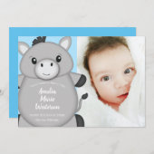 Ezel Baby Shower Blauw Kaart (Voorkant / Achterkant)