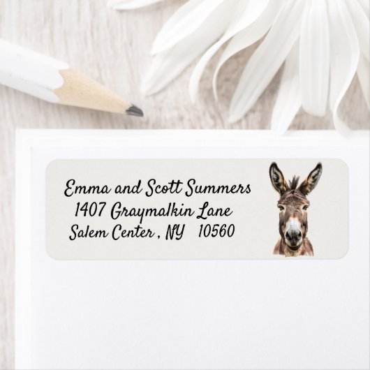 Ezel Boerderij Schattigee Waterverf kunst Etiket (Insitu)