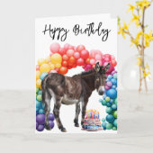 Ezel Cute Verjaardagskaart Kaart (Gele Bloem)