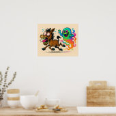 Ezel die uit een spook Poster rent (Keuken)