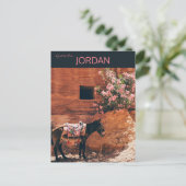 Ezel en bloemen in Wadi Musi Jordanië Briefkaart (Staand voorkant)