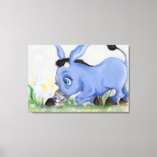 Ezel en madeliefje canvasprint canvas afdruk