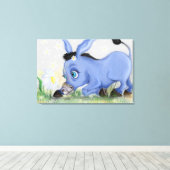 Ezel en madeliefje canvasprint canvas afdruk (Insitu (Houten vloer))