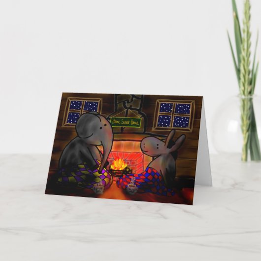 ezel en olifant bij het vuur kaart (Voorkant)