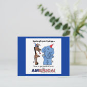 Ezel en olifant genoeg feesten! uitnodiging briefkaart (Staand voorkant)