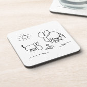 ezel en olifant kijken naar een bloem drankjes onderzetter (Linkerzijde)