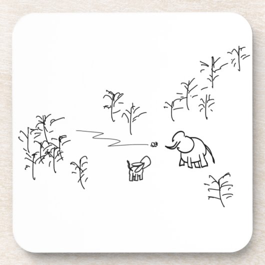 ezel en olifant kijken naar vliegend insect onderzetter (Voorkant)