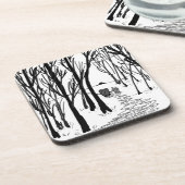 ezel en olifant lopen door bomen drankjes onderzetter (Linkerzijde)