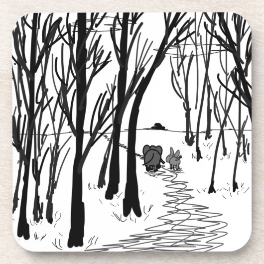 ezel en olifant lopen door bomen drankjes onderzetter (Voorkant)