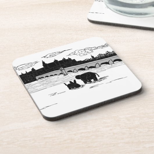 ezel en olifant voor de brug bier onderzetter (Linkerzijde)