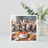 Ezel feestbeesten, ezel verjaardag uitnodiging (Staand voorkant)