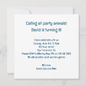 Ezel feestbeesten, ezel verjaardag uitnodiging (Achterkant)