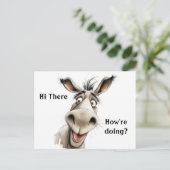 Ezel gezegde Hi en vragen Hoe gaat het? bewerkbaar Briefkaart (Staand voorkant)