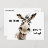 Ezel gezegde Hi en vragen Hoe gaat het? bewerkbaar Briefkaart (Voorkant / Achterkant)