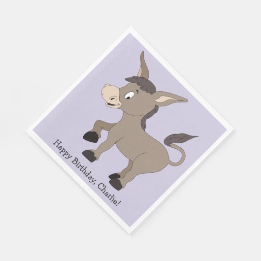 Ezel illustratie aangepaste tekst papieren servett servet (Hoek)