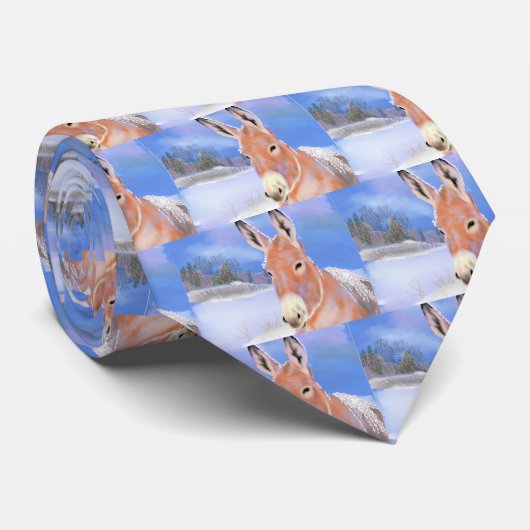 ezel in de sneeuw stropdas (Opgerold)