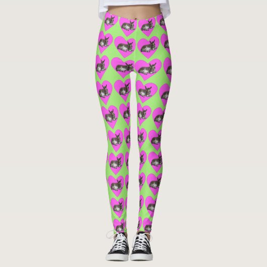 Ezel in Roze Hart Leggings (Voorkant)