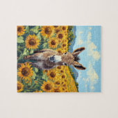 Ezel in Zonnebloemveld Legpuzzel (Horizontaal)