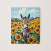 Ezel in Zonnebloemveld Legpuzzel (Verticaal)