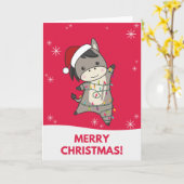 Ezel Kerst Ezels Winter Dieren Kaart (Gele Bloem)