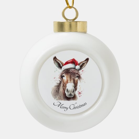Ezel Kerstboom Herinnering Keramische Bal Ornament (Voorkant)