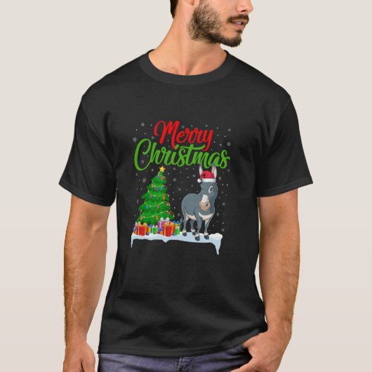 Ezel Kerstboom Lights Funny Xmas Ezelliefde T-shirt (Voorkant)